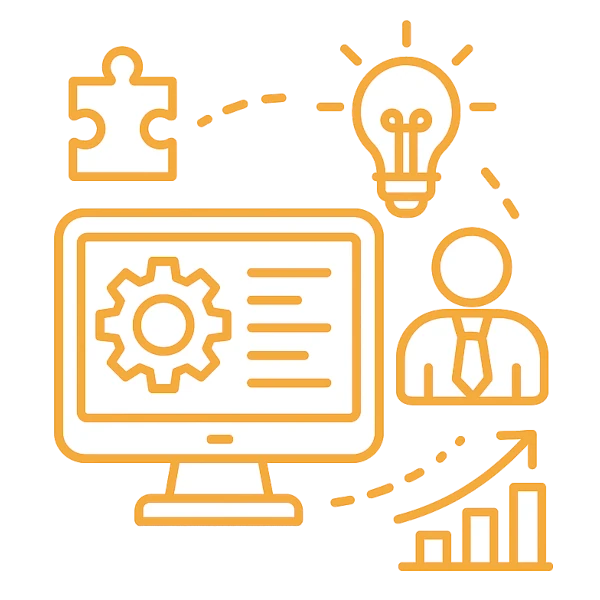 Computer screen with custom code leading to business success