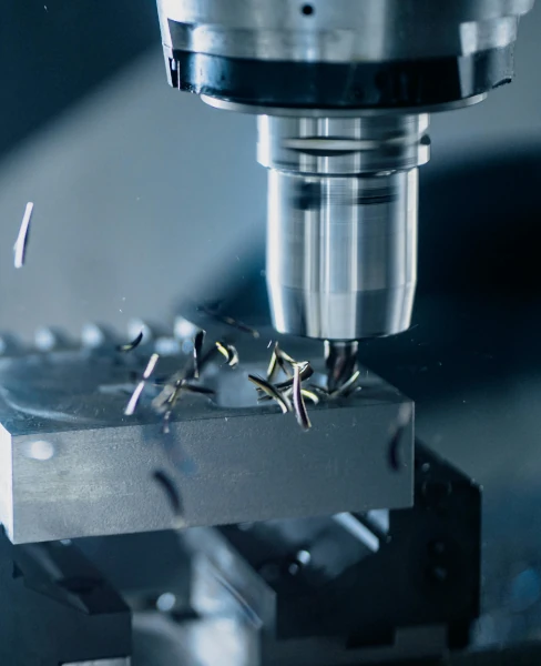 Close up of a CNC machine